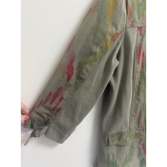 Chico's Zenergy Women Size 1 (M 8/10) Green Multicolor Zip Front Utility Jacket - Picture 6 of 6